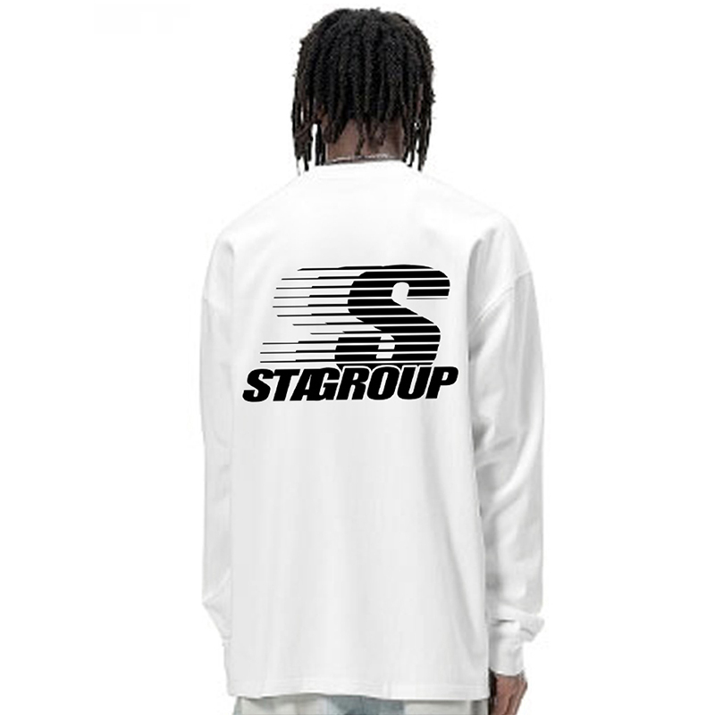 STA圆领美式字母卫衣男女款春季潮牌复古重磅纯棉打底衫长袖t恤