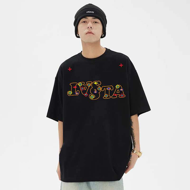 STA情侣短袖重磅纯棉T恤男女