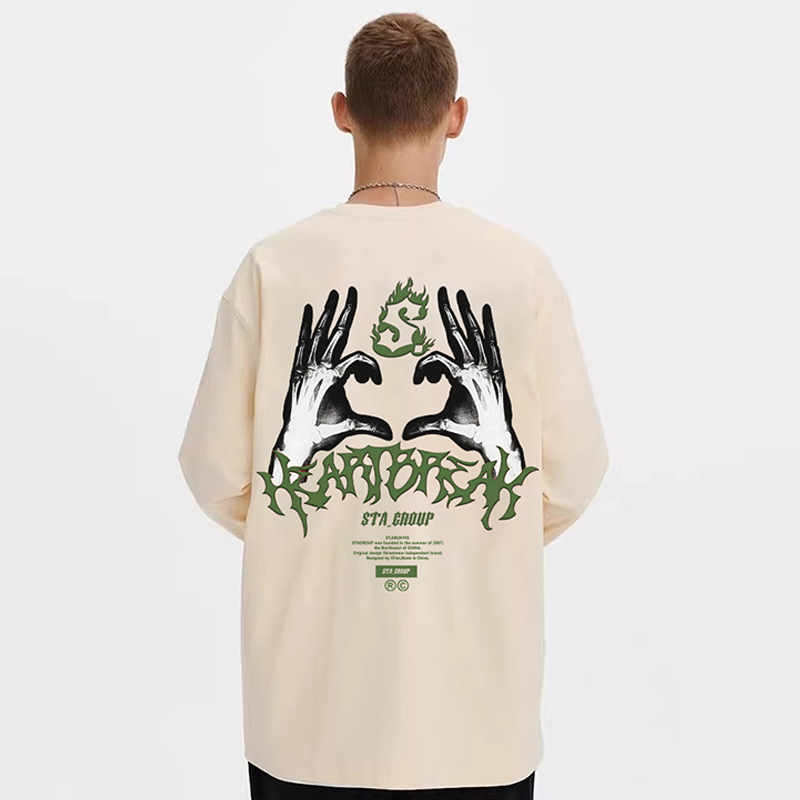 STA字母logo基础款长袖T恤男女