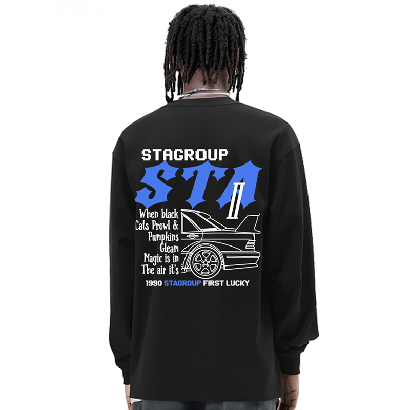 STA春秋国潮宽松打底衫卫衣服潮牌美式内搭体恤情侣长袖T恤男女