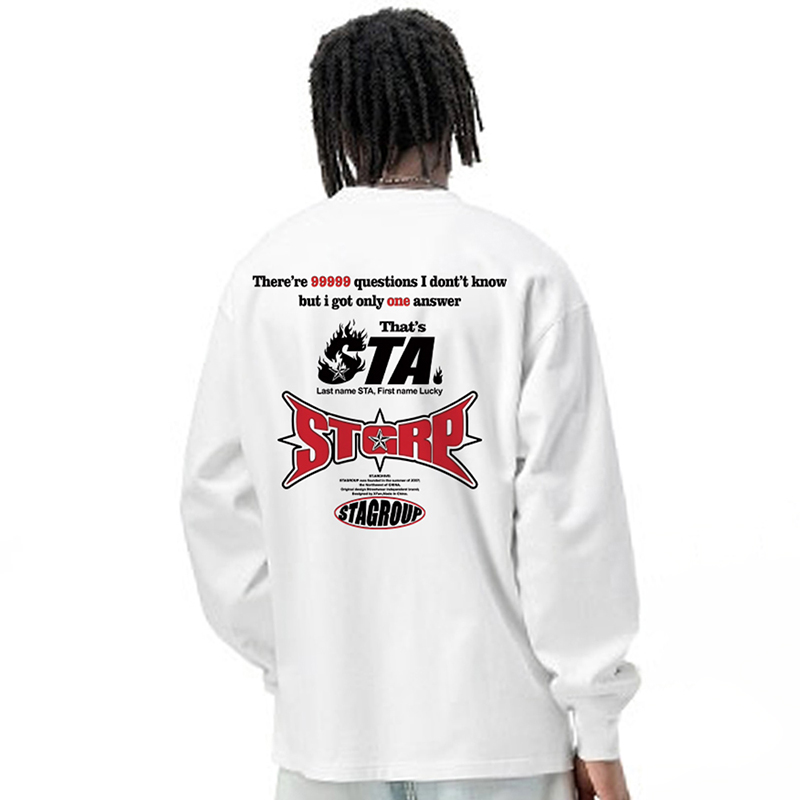 STA重磅纯棉长袖t恤男女打底衫