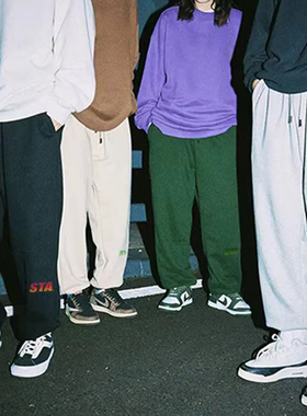 STA冬季2022渐变牙刷刺绣黑色灰色休闲运动卫裤潮牌美式纯棉长裤