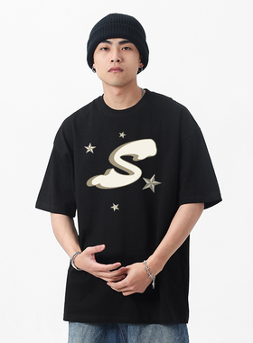 STA2023夏季S阴影轮廓叠加纯棉多色潮牌休闲短袖T恤学生上衣