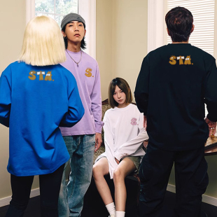 STA春秋国潮宽松纯棉内搭体恤打底衫 T恤男女 潮牌卫衣情侣重磅长袖