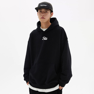 STA国潮牌胸前小logo多色基础美式 连帽卫衣重磅秋冬加绒情侣外套