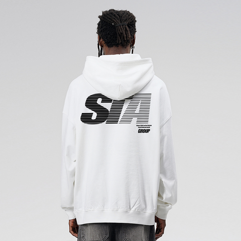 STA美式渐变跑道字母连帽卫衣