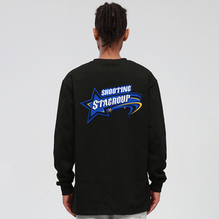 情侣薄款 STA国潮美式 宽松潮牌重磅秋季 T恤男女装 卫衣 星星印花长袖