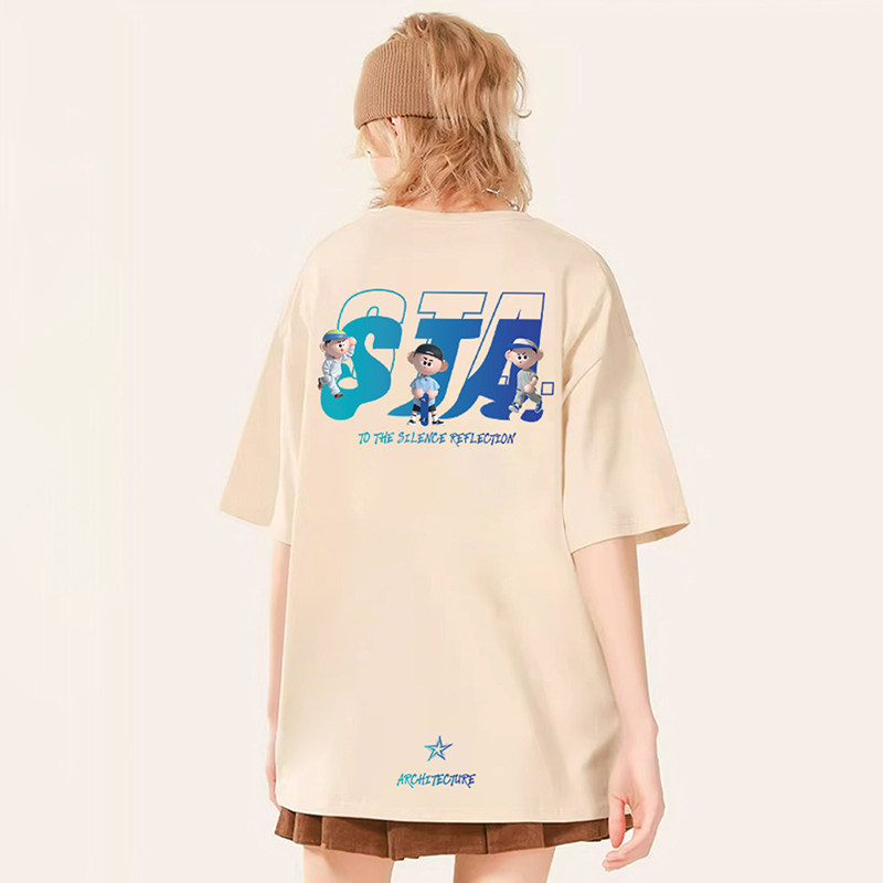 STA美式宽松卡通印花纯棉短袖T恤