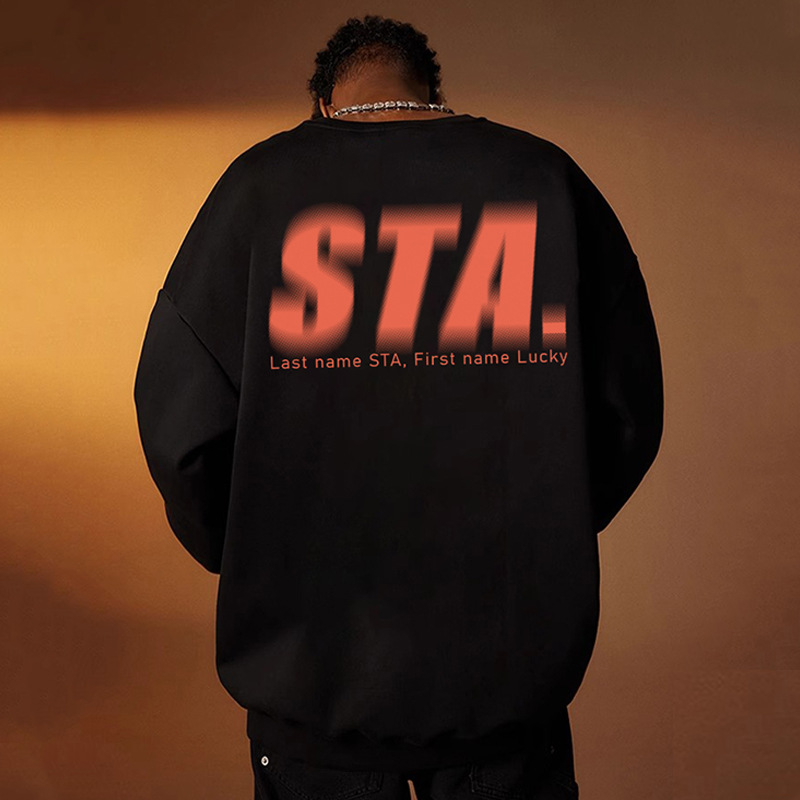 STA幻影字母印花圆领卫衣加绒