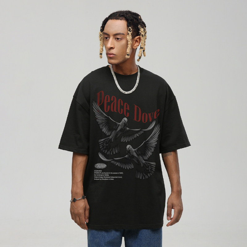 STA新款和平鸽重磅潮男女短袖T恤