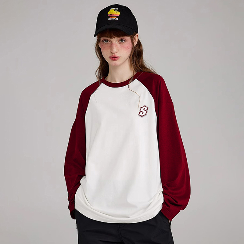 STA魔术贴插肩袖纯棉长袖T恤