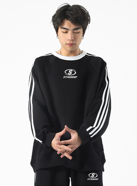 STA原创S星标logo国潮新品休闲无帽圆领卫衣潮牌美式秋冬情侣长袖