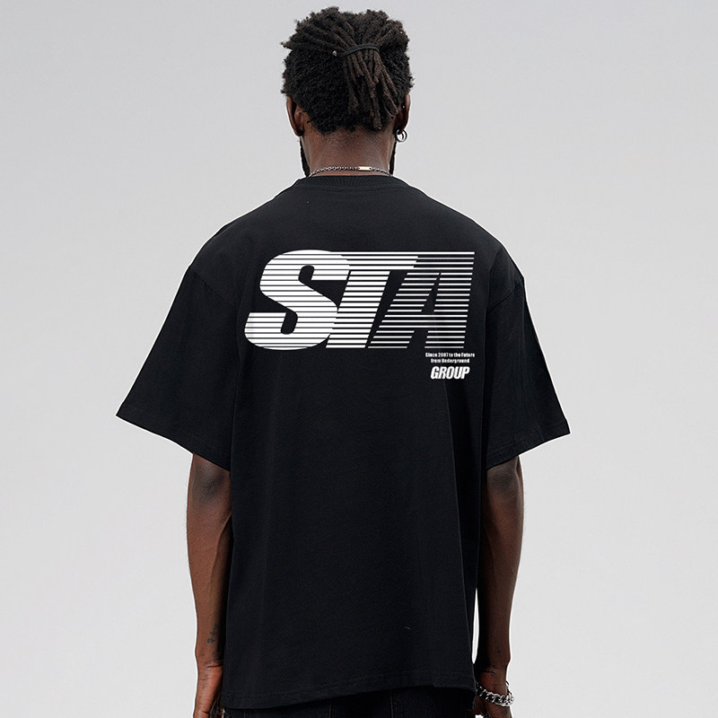 STA渐变跑道图形短袖男女