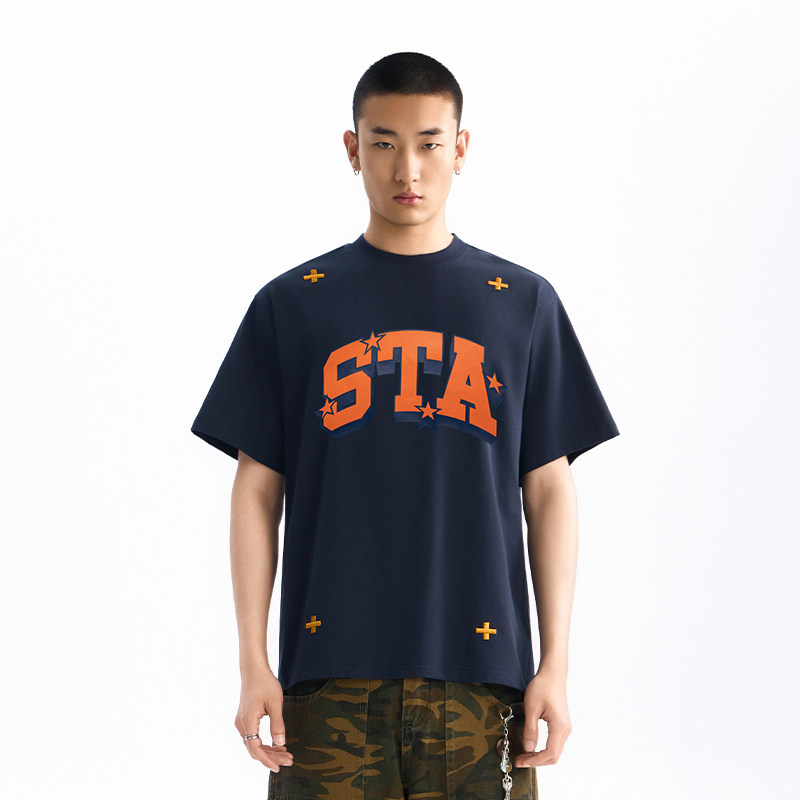 STA美式高街字母印花短袖重磅T恤