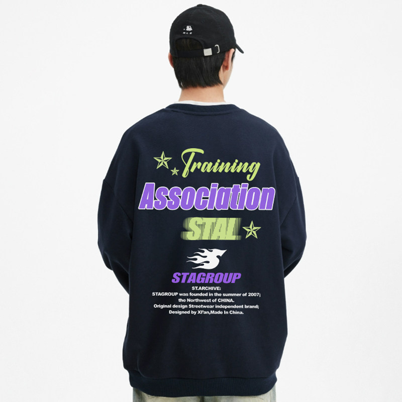STA多色字母印花潮牌圆领卫衣