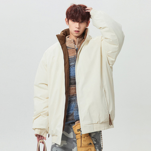 潮牌棉袄外套情侣款 加厚保暖棉衣冬季 立领面包服男士 STA美式