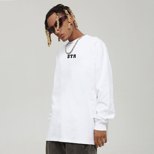 STA原创荆棘地球国潮牌长袖T恤纯棉重磅男女秋季新款2023复古美式