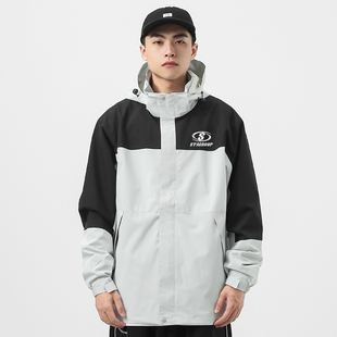STA2023秋冬新款连帽夹克外套冲锋衣男女潮牌美式混色上衣情侣装