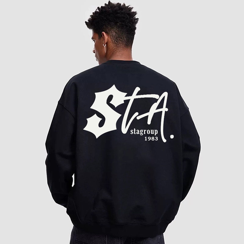STA秋冬宽松加绒圆领卫衣