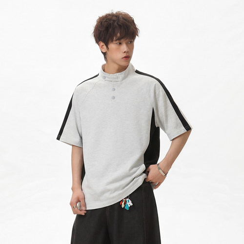 STA亨利领短袖T恤男士撞色POLO衫