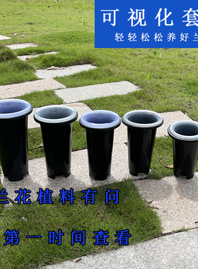 兰花套盆 兰花盆加固黑色透明塑料盆加厚加高简约兰花专用盆兰草