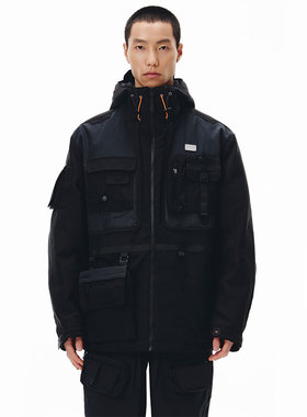 李宁LNG都市机能系列背包式3M新雪丽棉短款棉服百搭外套男FJAD004