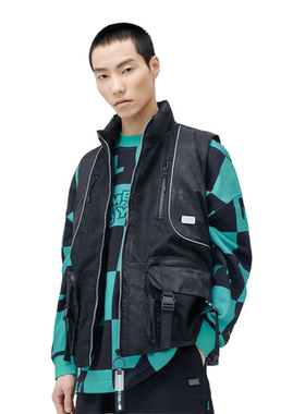 李宁 LNGx鬼灭之刃联名款冬季保暖加绒简约工装风男士马甲FMAD003