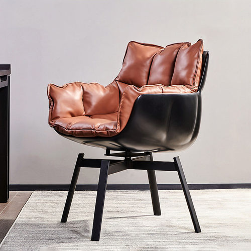 家用休闲餐椅书桌椅布艺皮稻壳椅