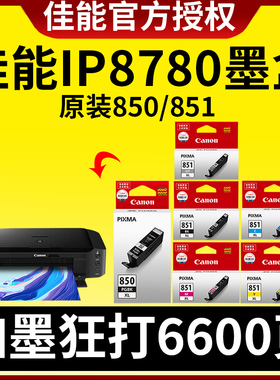 佳能原装墨盒PGI-855 PGBK PGI-850 PGBK CLI-851BK/C/M/Y/GY（适用iP7280/iP8780/iX6880/iX6780）打印机
