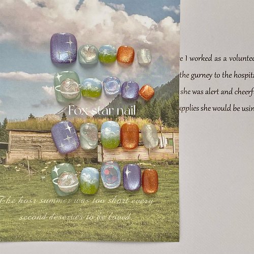 原创旷野穿戴甲手绘猫眼显白立体