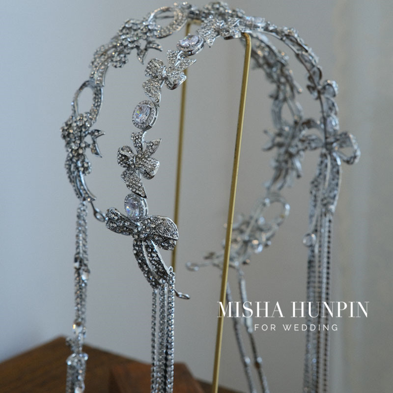 韩式新娘精致镶钻超闪流苏发箍盖茨比额饰头饰小众婚纱礼服发带