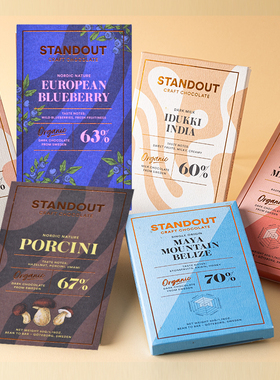 企鹅市集 瑞典Standout巧克力 北欧创意增味奶巧黑巧克力50g