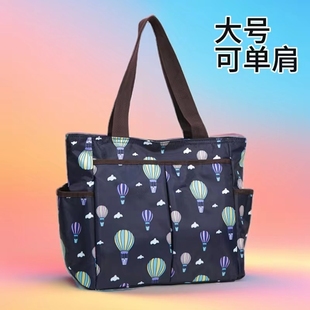 时尚潮流手提单肩包多口袋大号袋子短途旅行背包妈咪包休闲托特包