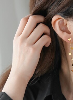 轻奢冷淡风简约爱心长流苏耳环个性时尚小众耳钉耳线女不掉色圣诞