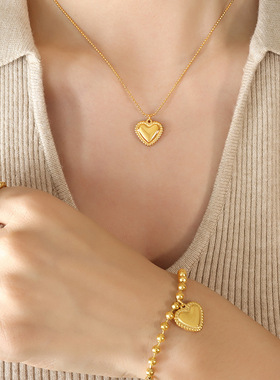 闺蜜心形项链手链首饰套装