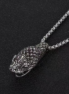 复古蛇头钛钢项链男潮简约