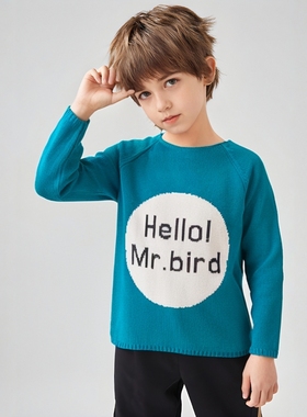 colormo圆领男女童装春秋薄款纯棉针织衫纯棉时尚套头打底外套