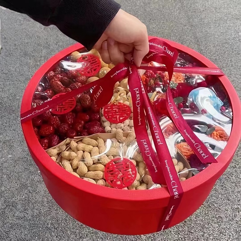 圆形透明开窗鲜花包装礼盒抱抱桶