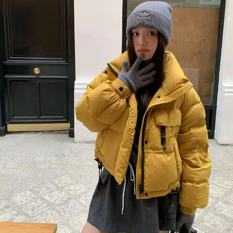 拉链小面包2025冬季新款白鸭绒羽绒服女短款简约时尚加厚面包服