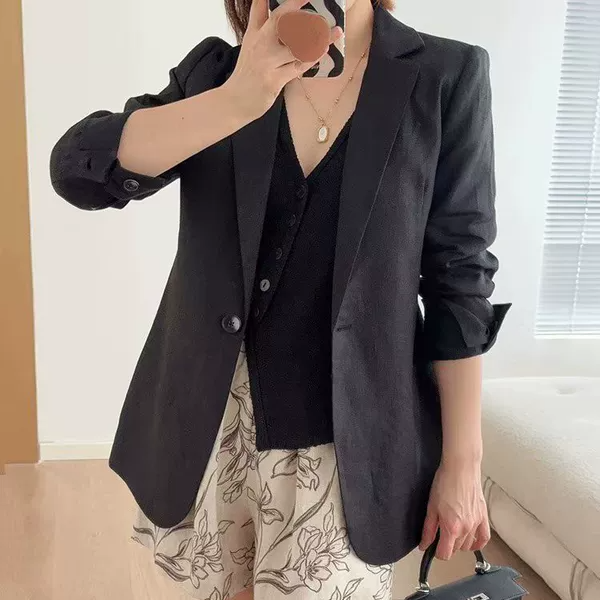 现货Cortan同源亚麻优雅气质深圳南油舒适翻领加大码外套西装,女装/女士精品,西装,淘宝优惠券,粉丝福利购,淘宝优惠卷