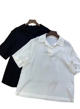 现货Theor同源桑蚕丝深圳南油2025春夏新品真丝 Polo领短袖衬衫