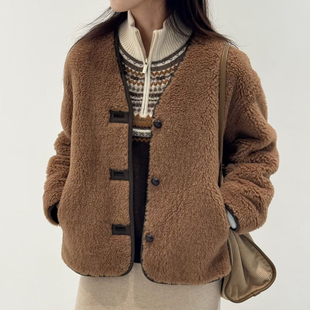 现货ICIC小禾女装骆驼绒羊毛剪绒外套