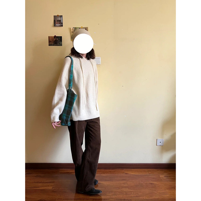 现货JN同源【灯芯绒阔腿裤】25春款长裤女休闲复古直筒裤子