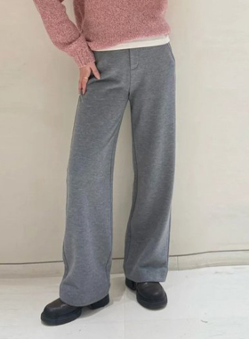 现货ICIC小禾女装「软绒哲学」新款毛绒棉抓绒针织布直筒裤