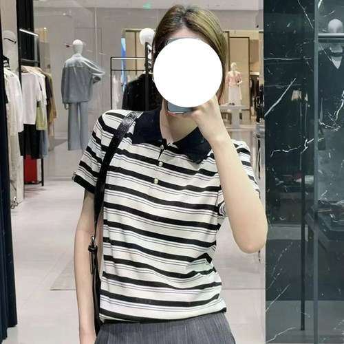 现货M家同源包芯纱细闪polo领针织衫