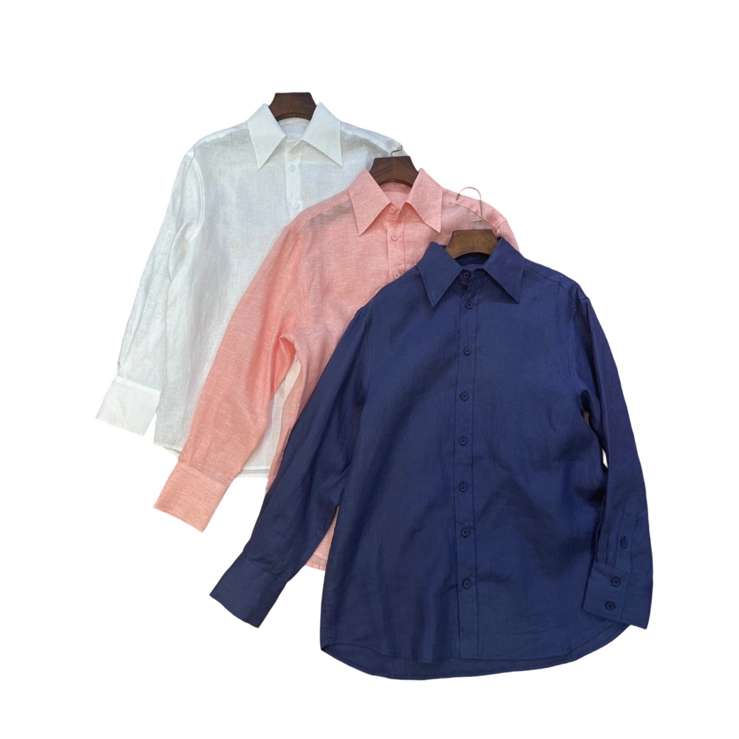 现货ICIC小禾同源亚麻深圳南油女装2025夏新款亚麻平纹布长袖衬衫