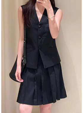 现货ICIC小禾同源女装25夏季新款紧密麻弹西装马夹外套