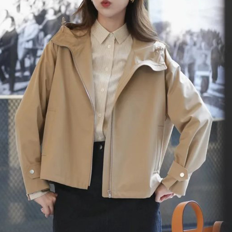 现货ICIC小禾 同源女装新款丝羊毛精纺连帽短外套