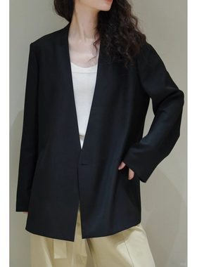 现货ICIC小禾同源 女装2024早秋新款精纺羊毛西装外套单西