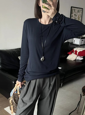 现货KJ同源苣轻柔羊毛天丝chao弹时髦鲁穿M1U系慵懒QQ糖长T